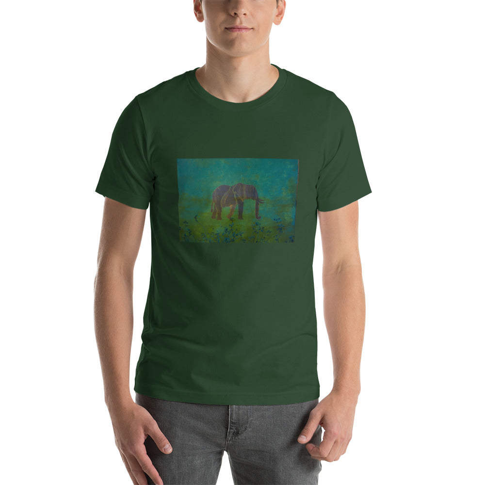 Bluegreen Elephant Design Short-Sleeve Unisex T-Shirt