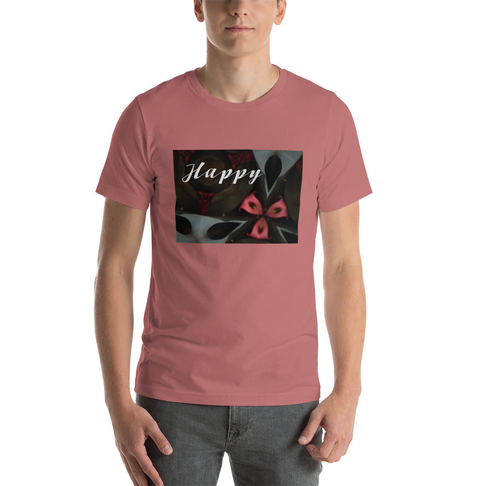 Pink & Black "Happy" Short-Sleeve Unisex T-Shirt