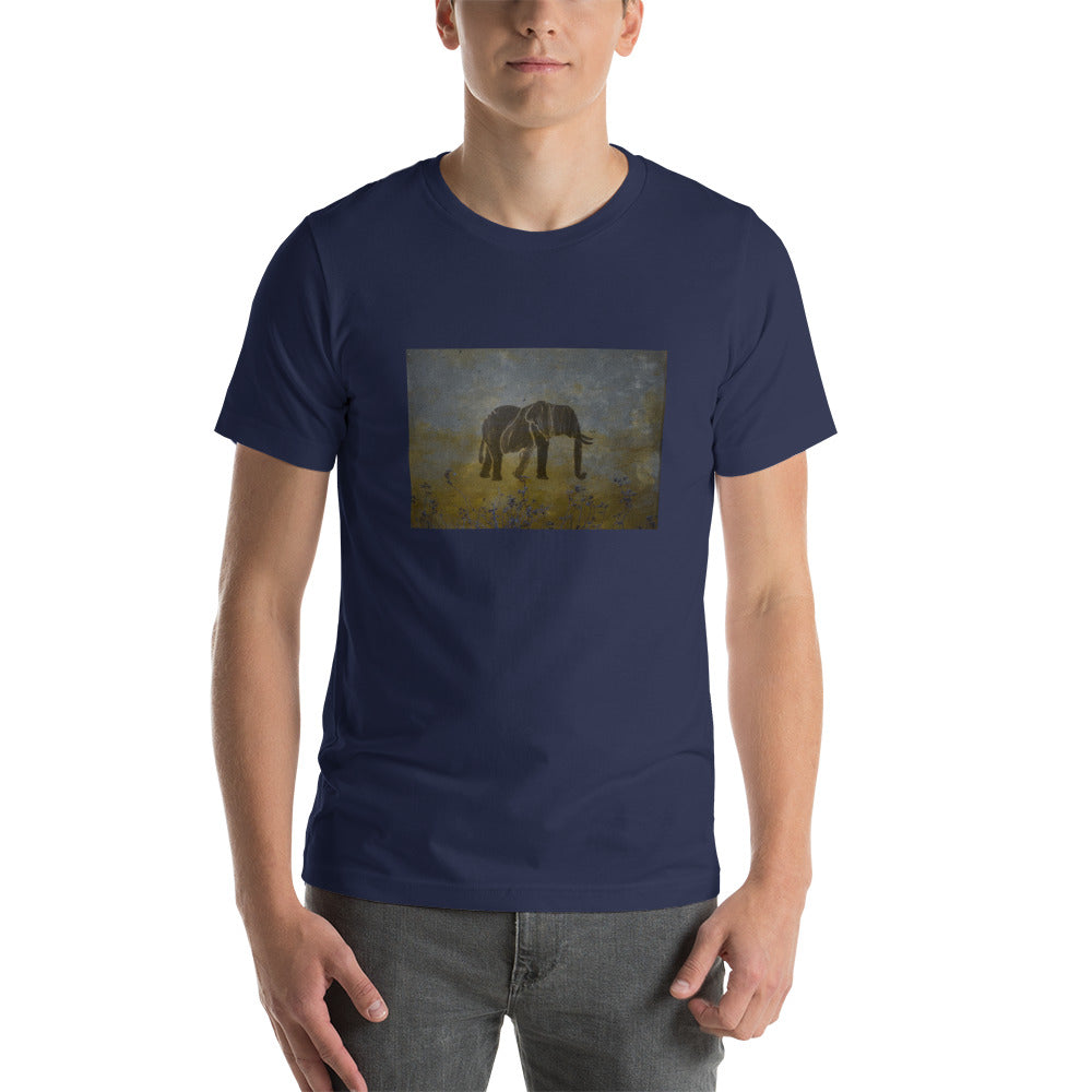 Dark Blue Elephant Design Short-Sleeve Unisex T-Shirt