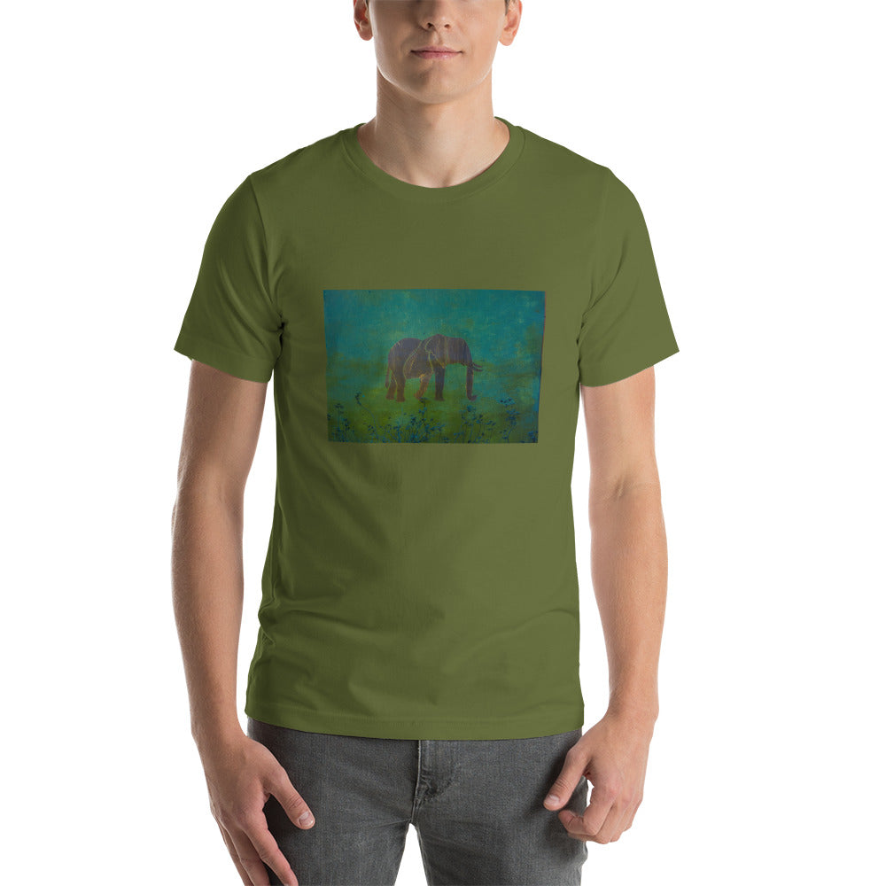 Bluegreen Elephant Design Short-Sleeve Unisex T-Shirt