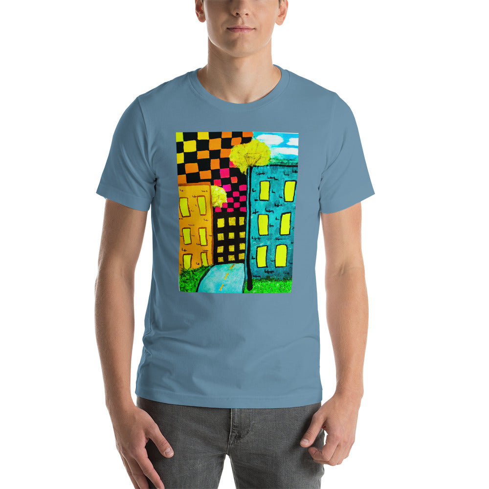 Checker Sky Buildings Short-Sleeve Unisex T-Shirt