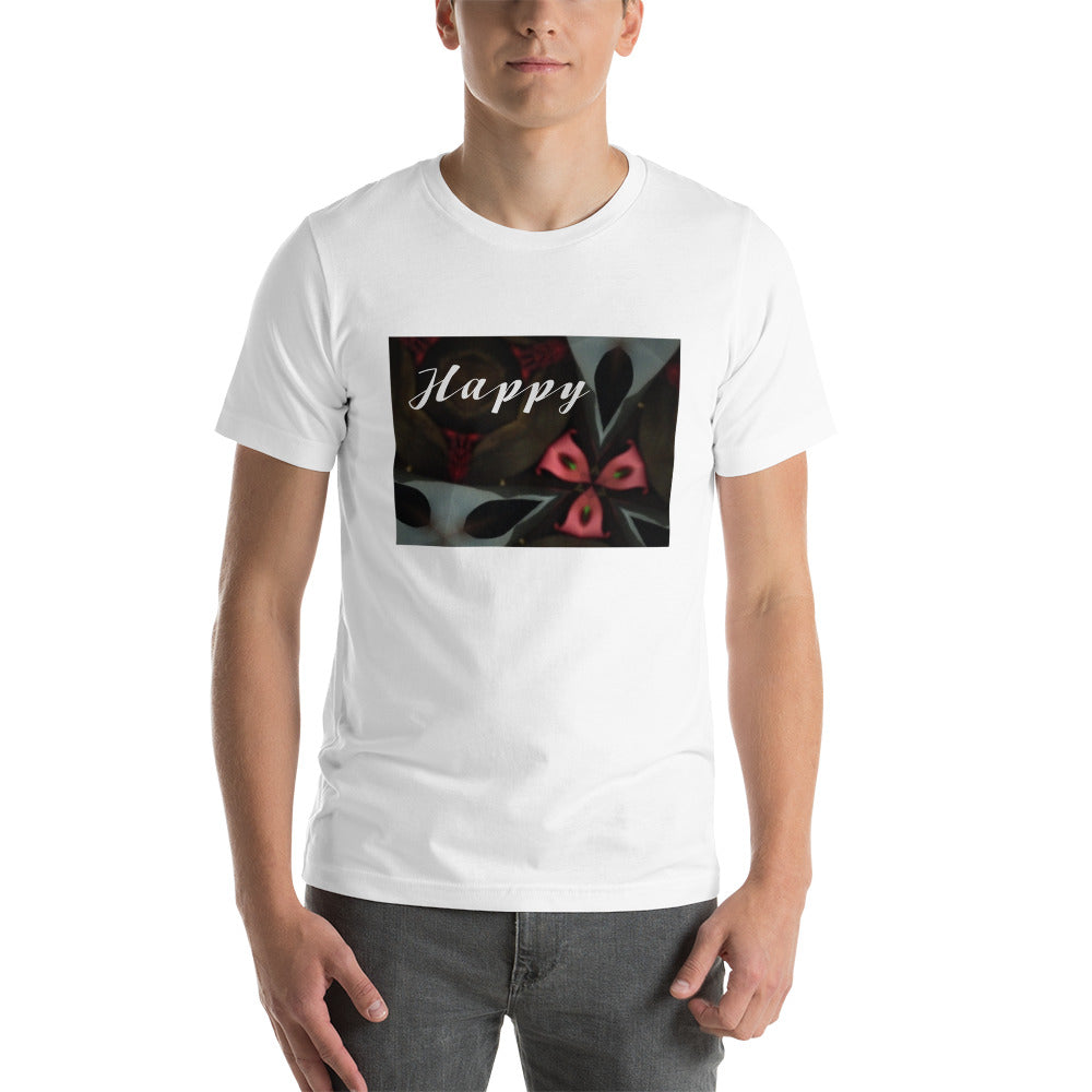 Pink & Black "Happy" Short-Sleeve Unisex T-Shirt