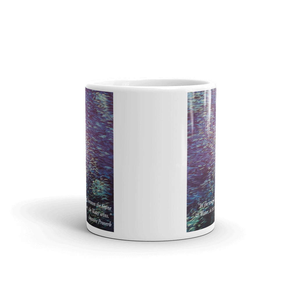 Stone & Water Proverb small text White glossy mug