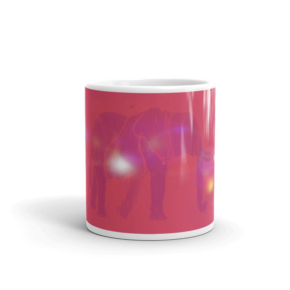 Pink Elephant White glossy mug