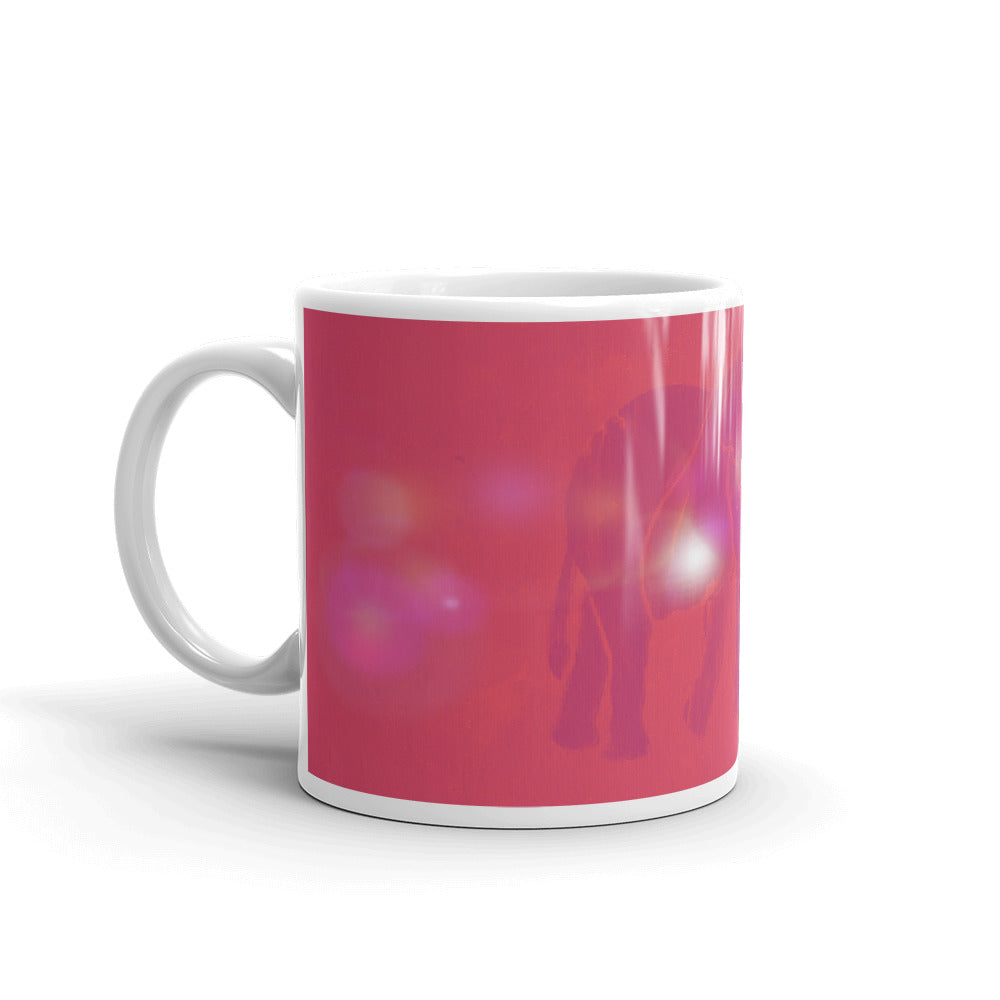 Pink Elephant White glossy mug