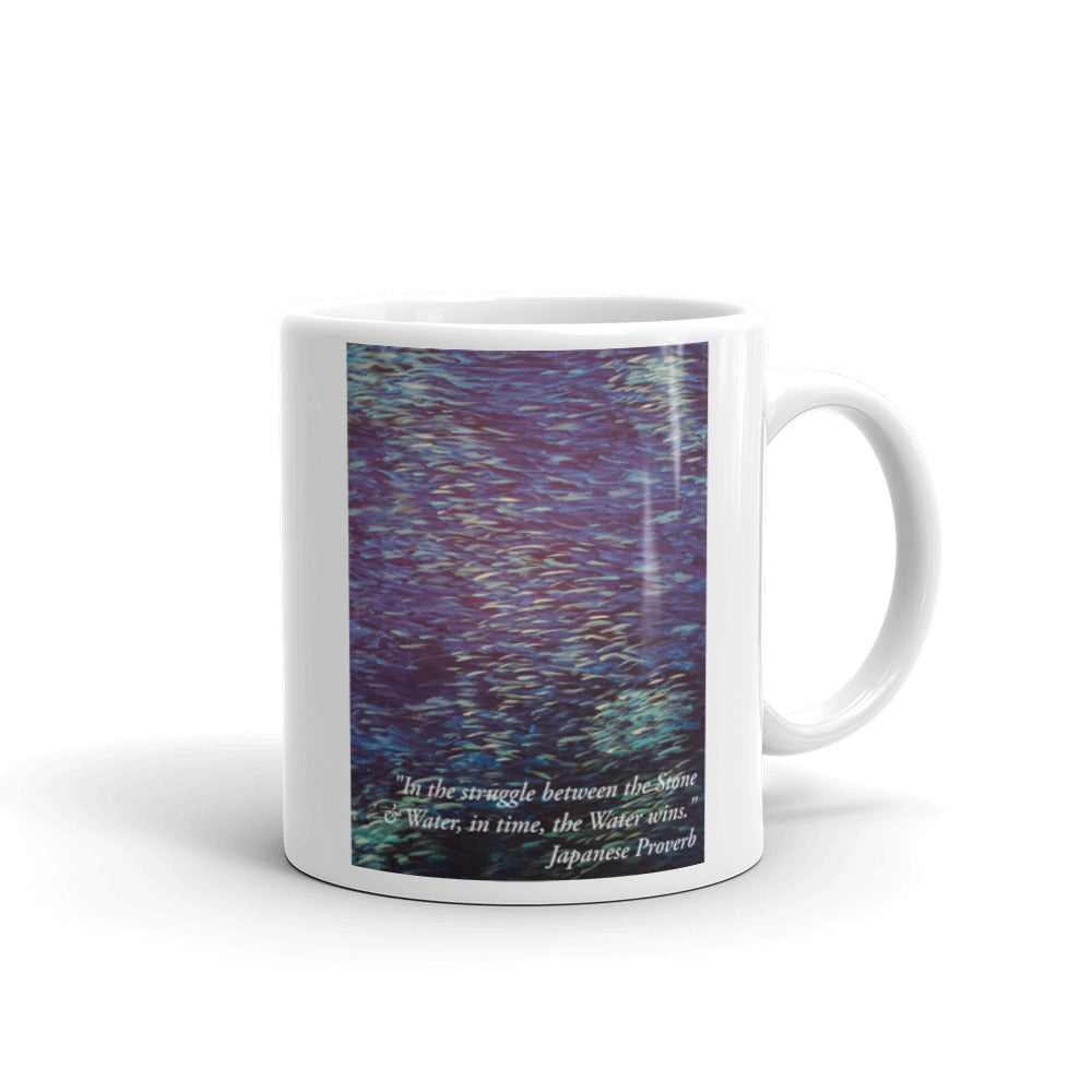 Stone & Water Proverb small text White glossy mug