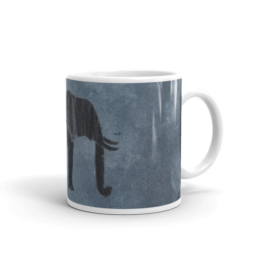 Dark Blue Elephant White glossy mug