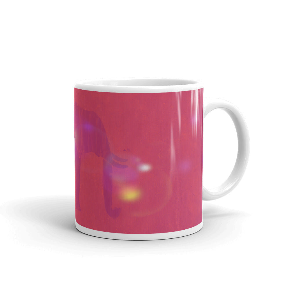 Pink Elephant White glossy mug