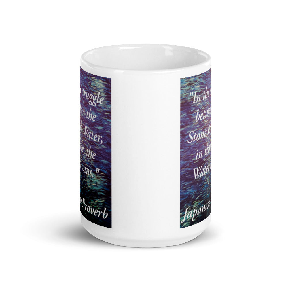 Stone & Water Proverb White glossy mug