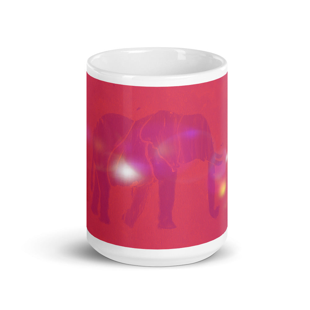 Pink Elephant White glossy mug