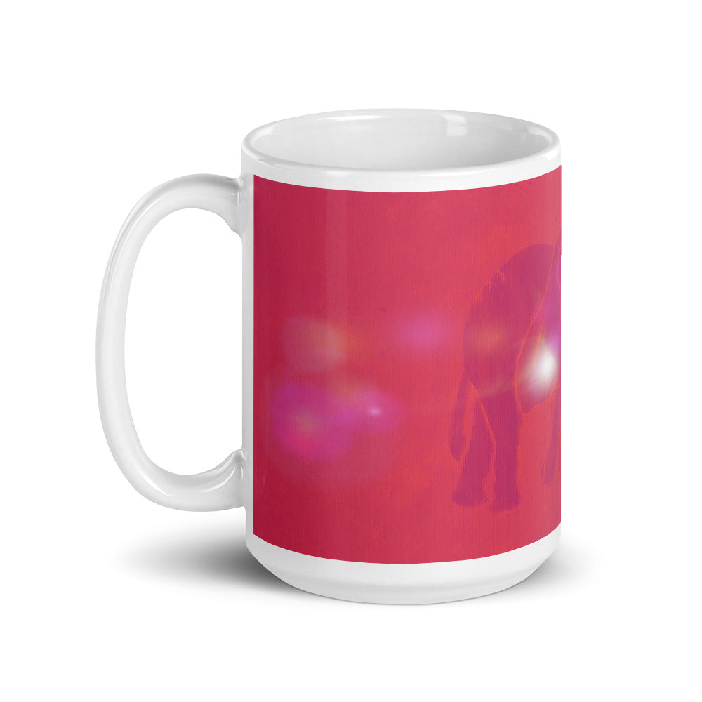 Pink Elephant White glossy mug