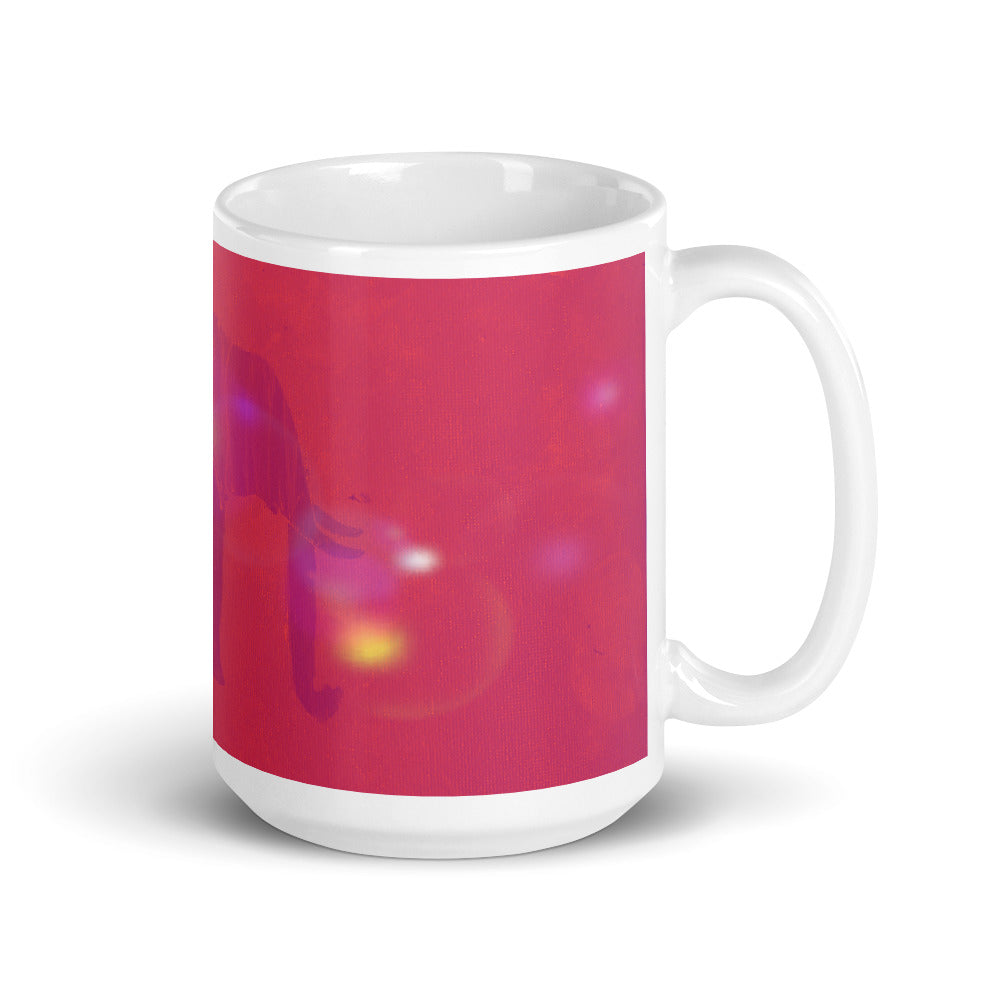 Pink Elephant White glossy mug