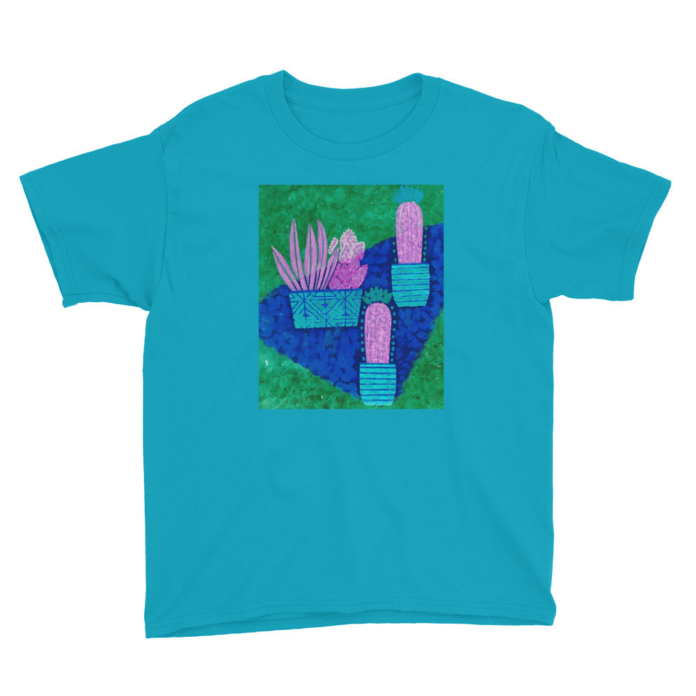 Cacti blue green Youth Short Sleeve T-Shirt