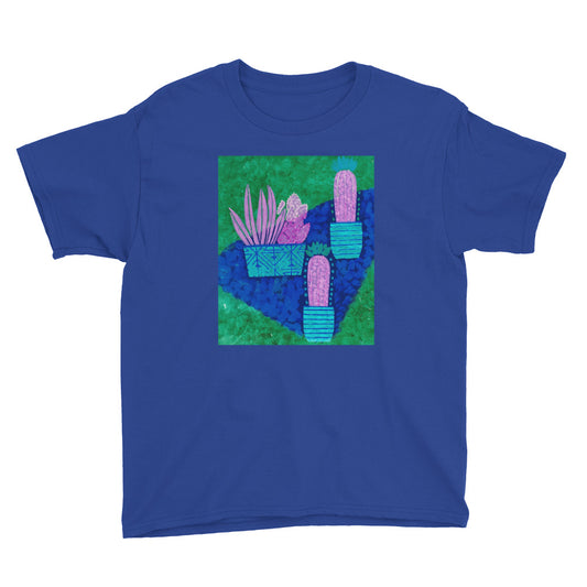 Cacti blue green Youth Short Sleeve T-Shirt