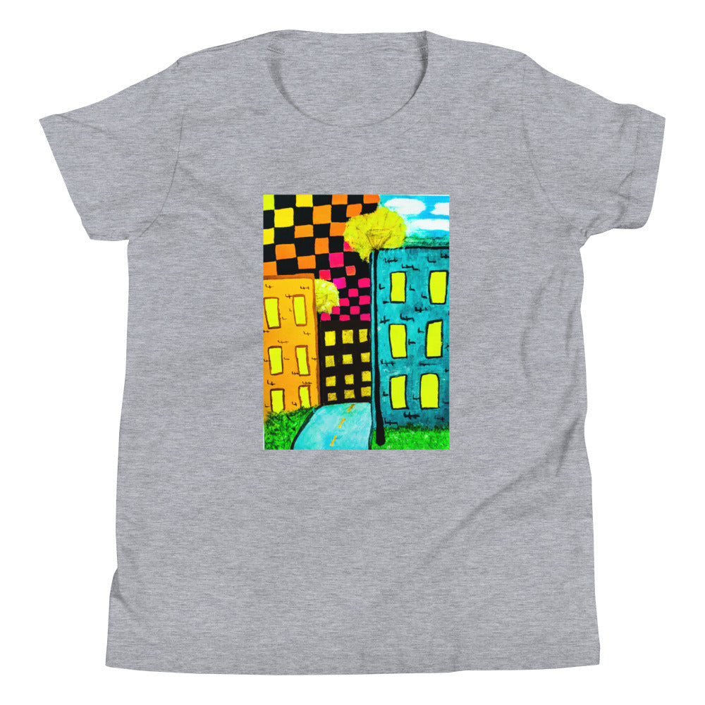 Checker Sky Buildings Youth Short Sleeve T-Shirt