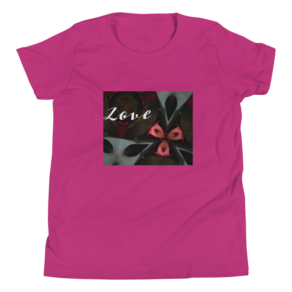 Pink & Black "Love" Youth Short Sleeve T-Shirt