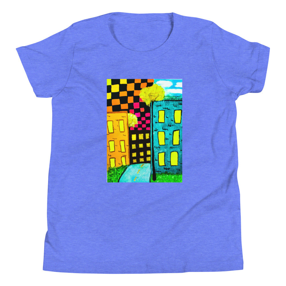 Checker Sky Buildings Youth Short Sleeve T-Shirt