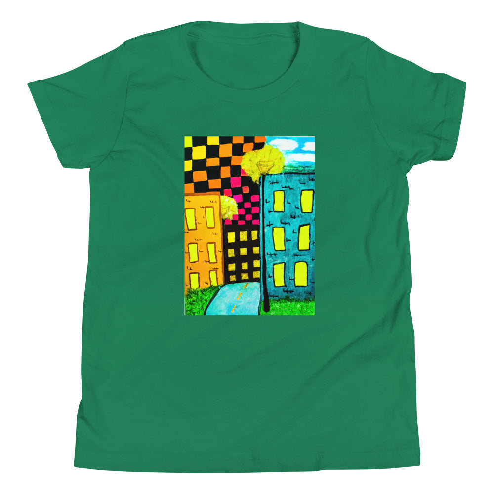 Checker Sky Buildings Youth Short Sleeve T-Shirt