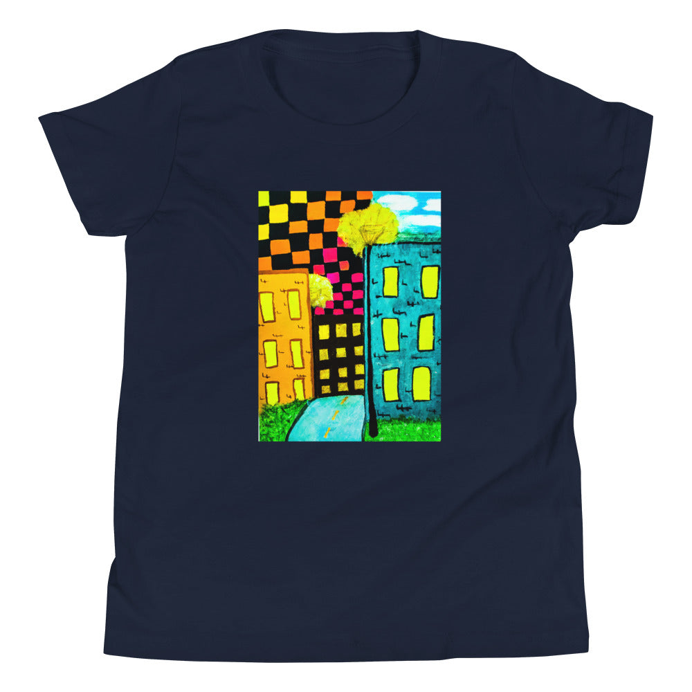 Checker Sky Buildings Youth Short Sleeve T-Shirt