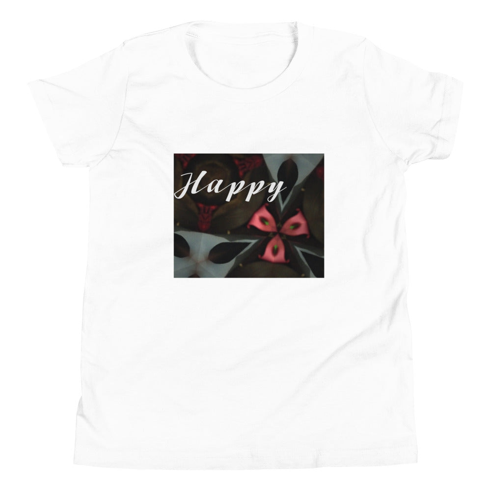 Pink & Black "Happy" Youth Short Sleeve T-Shirt