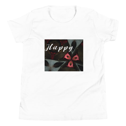 Pink & Black "Happy" Youth Short Sleeve T-Shirt