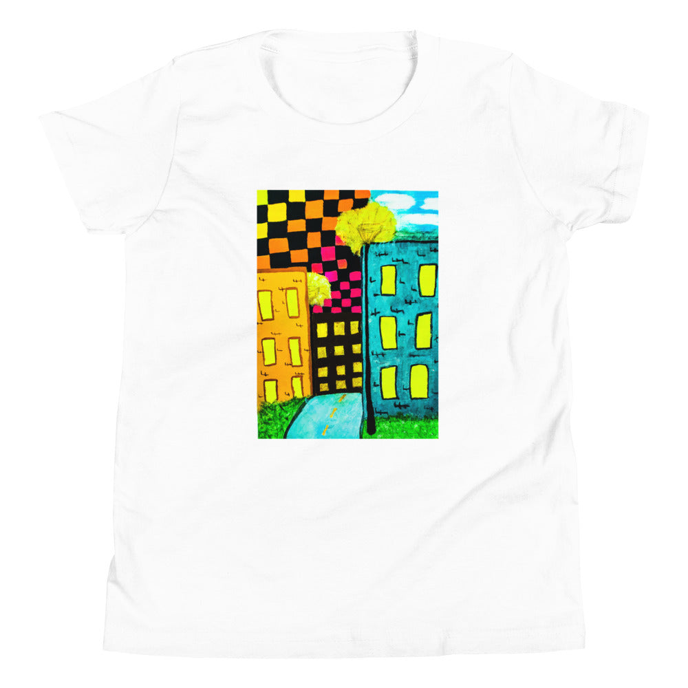 Checker Sky Buildings Youth Short Sleeve T-Shirt